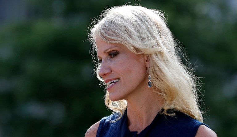 Kellyanne Conway said Friday she would not have accepted a meeting with someone who offered the former campaign manager for President Trump negative information on his opponent Hillary Clinton. (AP Photo/Alex Brandon)