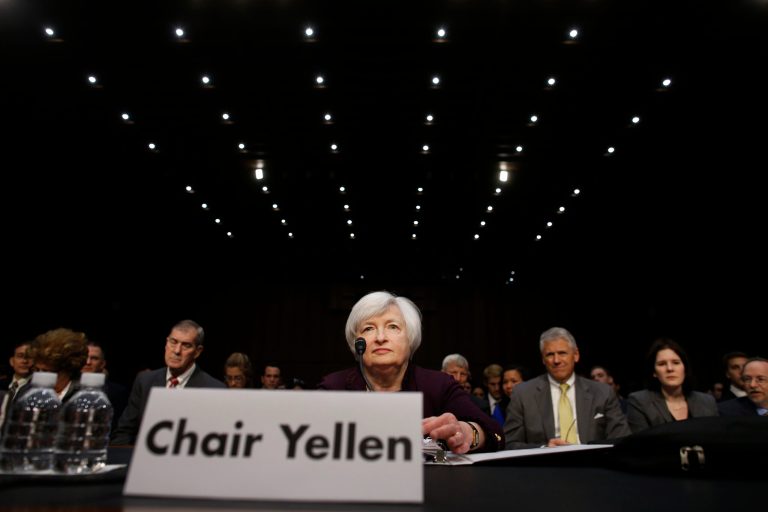Federal Reserve Chair Janet Yellen takes her seat before she testifies about the economy at the Joint Economic Committee of Congress on Capitol Hill in Washington, Wednesday, May 7, 2014.(AP Photo/Charles Dharapak)