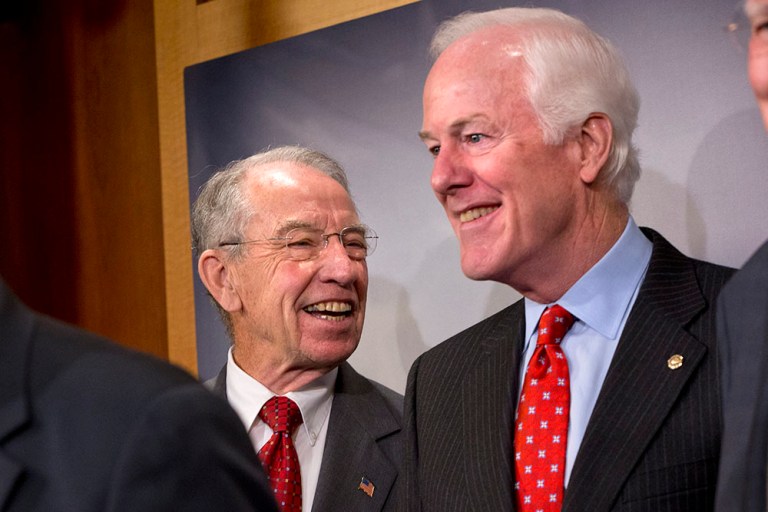 Senate Judiciary Committee Chairman Chuck Grassley and Senate Majority Whip John Cornyn are two of the Republican architects of the legislation. (AP Photo/Jacquelyn Martin)
