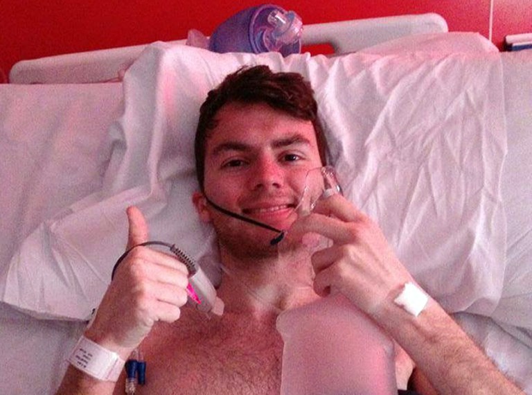 This is a an undated handout photo of cancer patient and fund raiser  Stephen Sutton.  The 19-year-old, who has raised more than 3 million pound US$5.03 million during his three-year battle against multiple tumours  died peacefully in his sleep this Wednesday May 14, 2014 , his mother said on his Facebook page Wednesday. (AP Photo/Stephen Sutton/PA ) UNITED KINGDOM OUT NO SALES NO ARCHIVE
