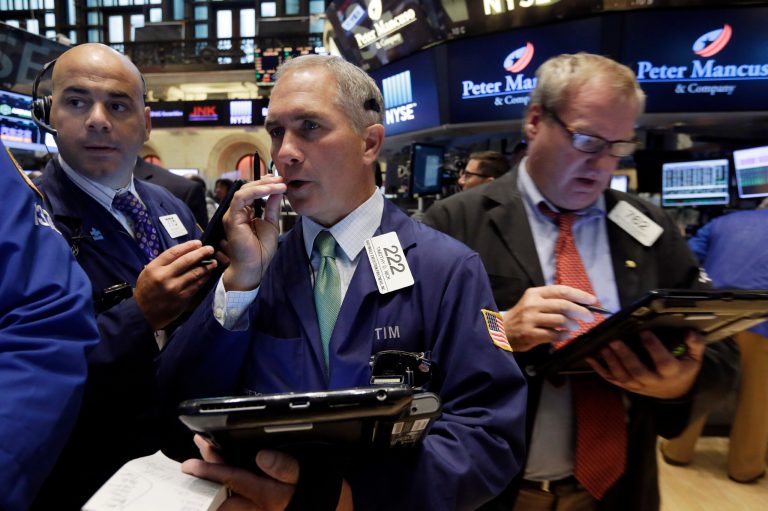 Traders on the floor of the New York Stock Exchange. (AP Photo/Richard Drew)
