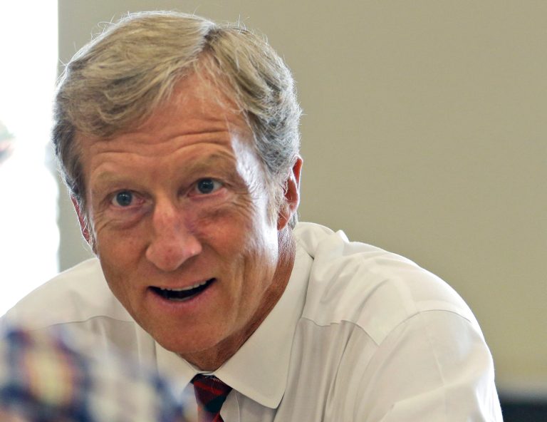 Businessman Tom Steyer talks during a meeting to announce the launch of a group called Virginians for Clean Government at Virginia Commonwealth University in Richmond, Va. (AP/Steve Helber)