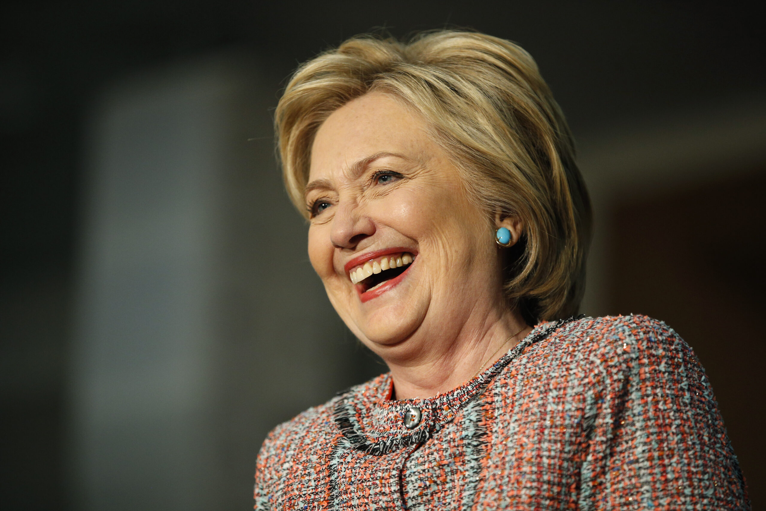 Clinton laughs off possible Trump vs. Sanders debate