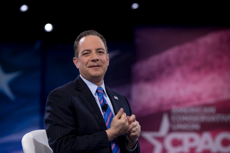 RNC Chairman Reince Priebus blasts Hillary Clinton after her loss in Wyoming on Saturday. (AP Photo/Carolyn Kaster)