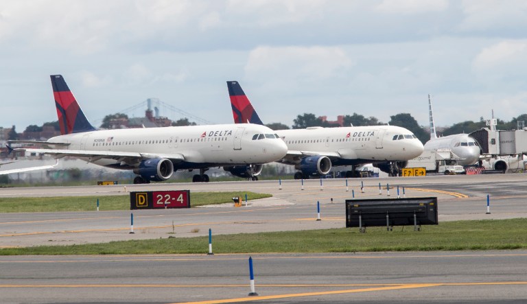In this 2017 photo, Delta Air Lines airplanes line the tarmac at LaGuardia Airport in the Queens borough of New York City. Delta is one of several companies that severed its relationship with the National Rifle Association after the mass school shooting in Parkland, Fla., on Feb. 14. (AP Photo/Mary Altaffer)