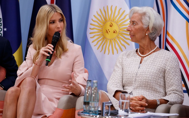 Ivanka did spoke briefly at a World Bank symposium dedicated to women's entrepreneurship before the president arrived on Saturday. (AP Photo/Evan Vucci)