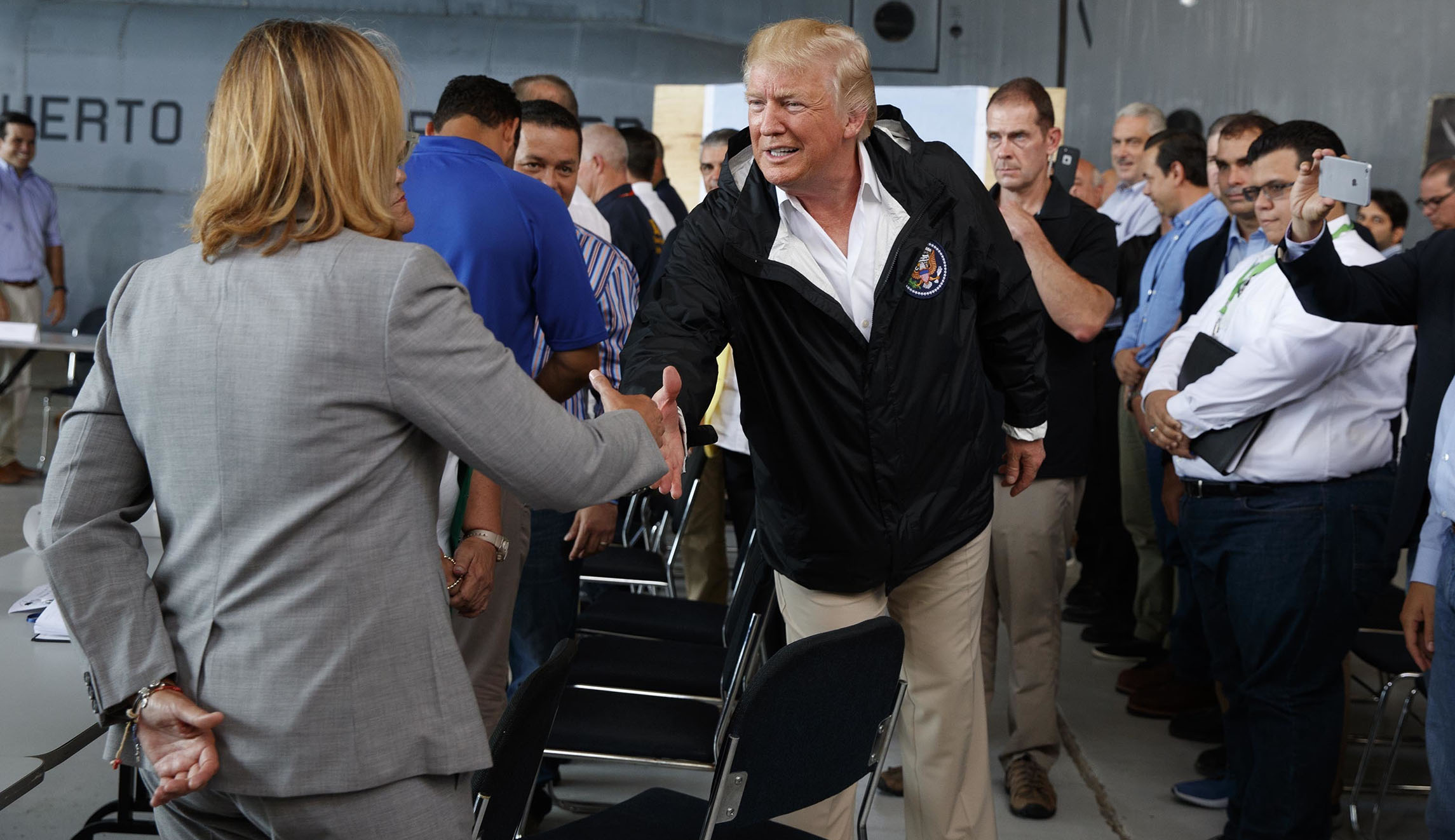 San Juan mayor called out by Trump attends briefing with president in Puerto Rico