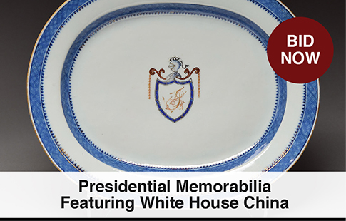 Items from 13 presidents are being auctioned, including this rare plate from the Jefferson White House set to sell for $30,000.