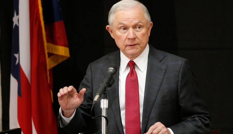 Attorney General Jeff Sessions speaks at the Columbus Police Academy about the opioid epidemic, Wednesday, Aug. 2, 2017, in Columbus, Ohio. (AP Photo/Jay LaPrete)