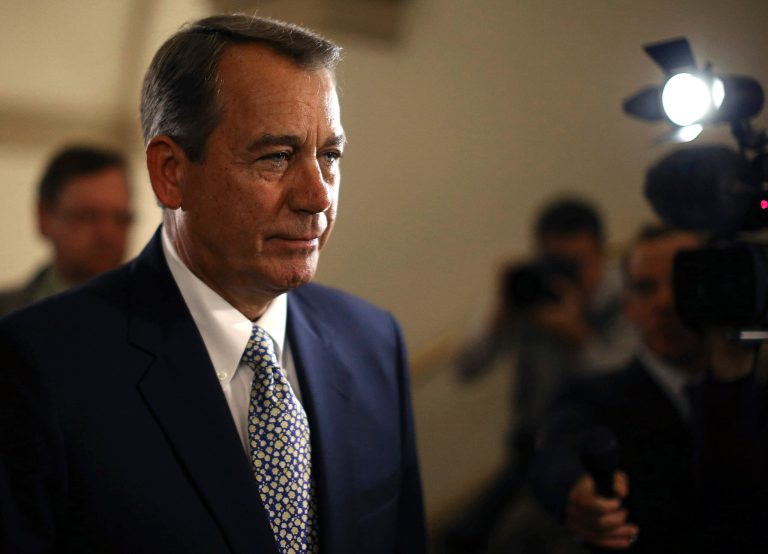 House Speaker John Boehner will take up two bills this week aimed at pressuring Democrats into a favorable deal over restoring funding to end the federal government shutdown and raising the nation's $16.7 trillion debt ceiling. (Mark Wilson/Getty Images)