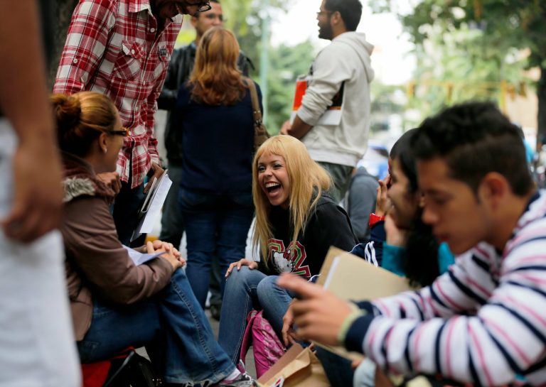 Venezuela’s best and brightest camp on sidewalks