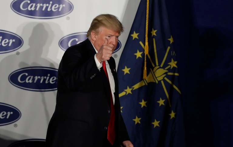 President-elect Trump is going to get far more political bang for his buck with the earned media he gets from harassing businesses on social media. (AP Photo/Darron Cummings)