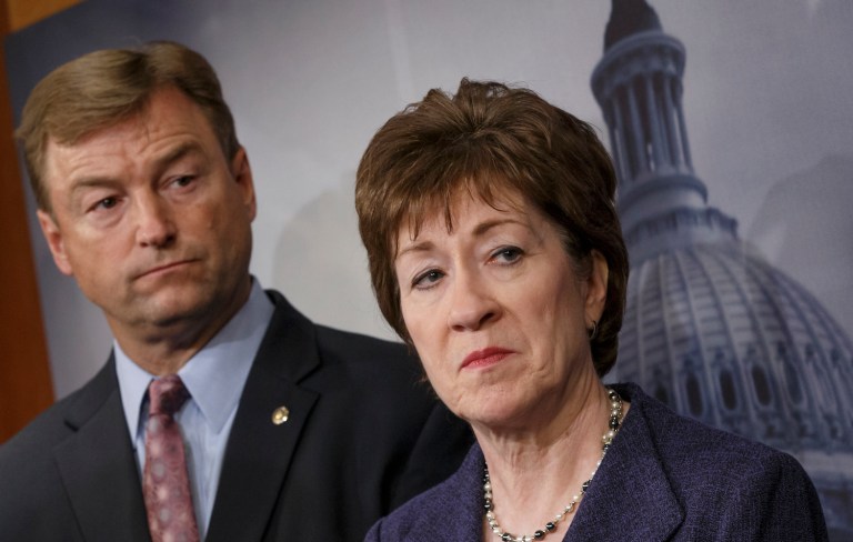 Dean Heller and Susan Collins both expressed their worry over how bill would affect their states. (AP Photo/J. Scott Applewhite)