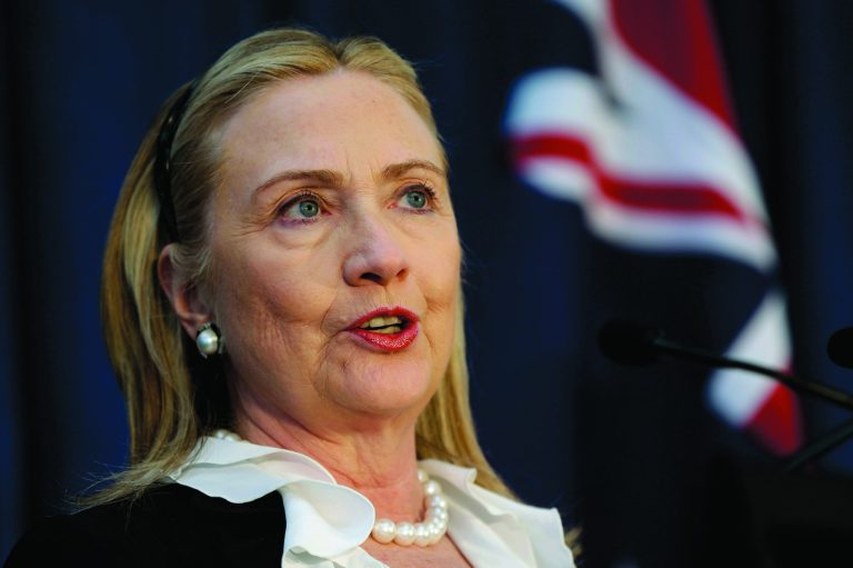 FILE - In this Nov. 14, 2012 file photo, U. S. Secretary of State Hillary Rodham Clinton speaks during a news conference at the annual Australia-United States Ministerial Consultations in Perth, Australia. Clinton was released from a New York hospital on Wednesday, Jan. 2, 2013 three days after doctors discovered a blood clot in her head. (AP Photo/Matt Rourke, Pool, File)