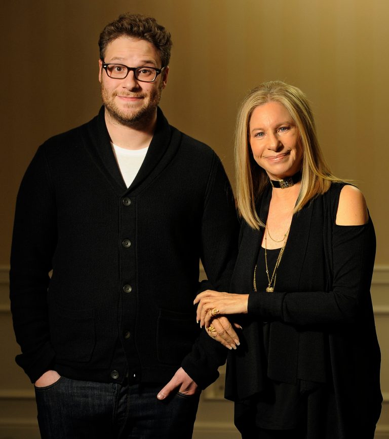   In this Dec. 11, 2012, photo, Seth Rogen, left, and Barbara Streisand, cast members in the film 