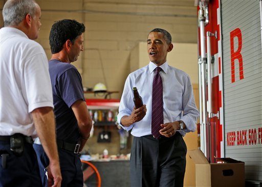 Free beer! Obama gives a case of White House ale to firefighters