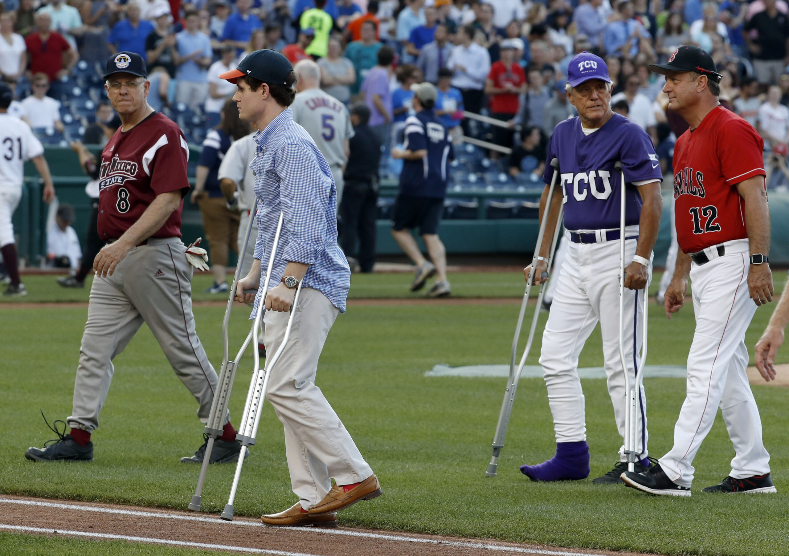 Injured Capitol Police Officer David Bailey throws out first pitch at Congressional Baseball Game