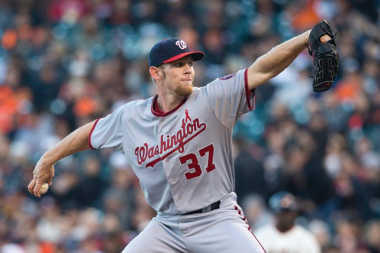 Nationals pitcher Stephen Strasburg has a 2.66 ERA this year but only two wins in 10 starts. (Photo: Jason O. Watson/Getty Images)