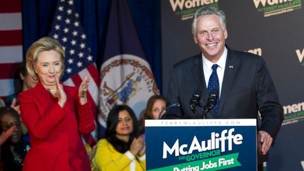 Near the end of Terry McAuliffe's winning gubernatorial campaign in Virginia, Hillary Clinton campaigned for him. AP Photo