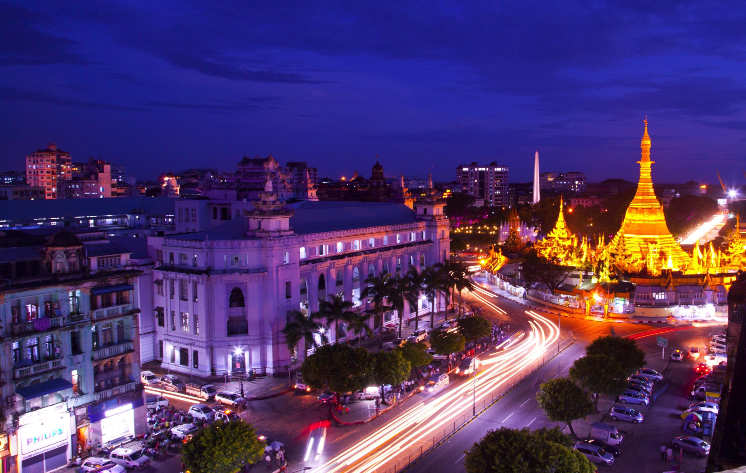 Image of Asia: Night view in Yangon