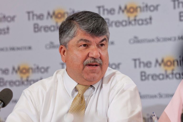 AFL-CIO President Richard Trumka speaks at Christian Science Monitor Breakfast last week. (Photo by ÃÂ Michael Bonfigli /The Christian Science Monitor)