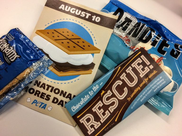 PETA's National S'Mores Day press kit included all-vegan products.