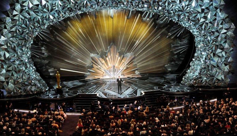 Host Jimmy Kimmel speaks at the Oscars on Sunday, March 4, 2018, at the Dolby Theatre in Los Angeles. (Photo by Chris Pizzello/Invision/AP)