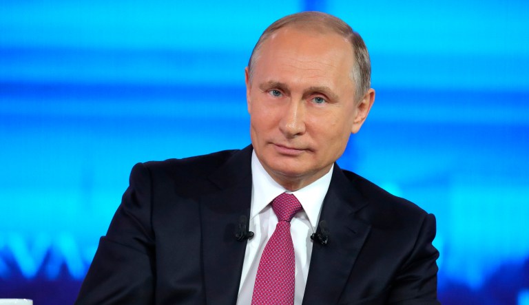 Russian President Vladimir Putin reportedly said his country is willing to offer former FBI Director James Comey political asylum if he is prosecuted in the U.S. for leaking his memos. (Mikhail Klimentyev/Sputnik, Kremlin Pool Photo via AP)