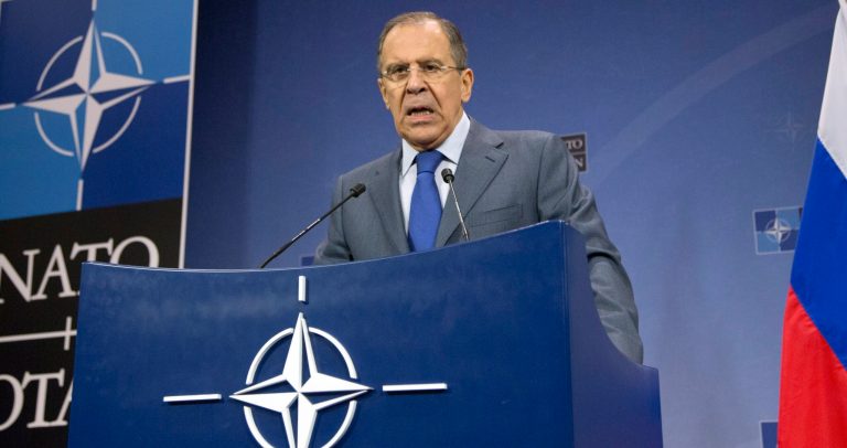 Russian Foreign Minister Sergey Lavrov speaks during a media conference after a meeting of the NATO-Russia Council at NATO headquarters in Brussels on Wednesday, Dec. 4, 2013. NATO foreign ministers met their Russian counterpart on Wednesday to discuss, among other issues, the situation in Afghanistan. (AP Photo/Virginia Mayo)