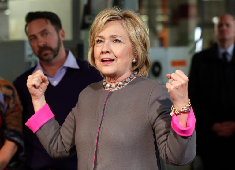 Democratic presidential candidate Hillary Clinton promises to continue speaking out against gun violence while on the campaign trail. (AP Photo/Jim Cole)