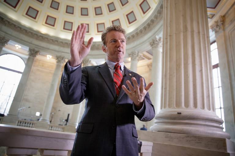 Sen. Rand Paul, R-Ky., a vociferous opponent of the House Republican healthcare reform plan, referring to it as 