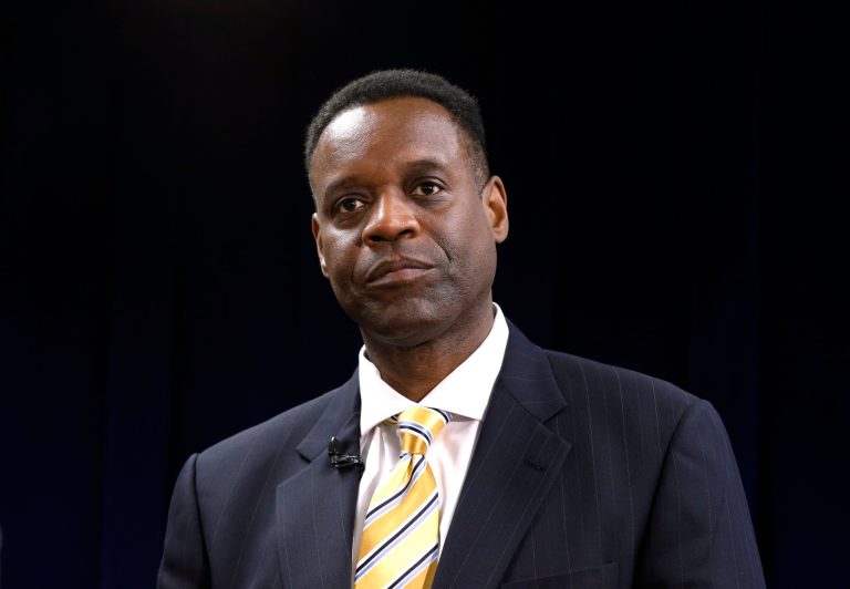 Kevyn Orr listens to a question during a news conference in Detroit, Thursday, March 14, 2013. Gov. Rick Snyder announced that he had chosen Orr, a partner in the Cleveland-based law and restructuring Jones Day firm, as Detroit's emergency manager. Snyder's already declared a financial emergency in Detroit, saying local officials lacked a plan to solve it. (AP Photo/Paul Sancya)