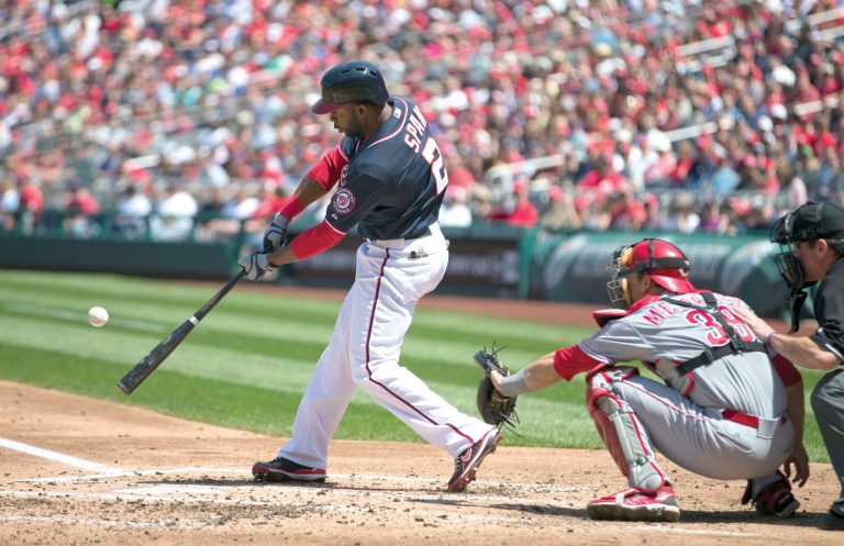 Evan Vucci/AP
Nationals center fielder Denard Span went 2-for-5 with an RBI and made two sensational catches in the field in Washington's win over Cincinnati on Saturday.