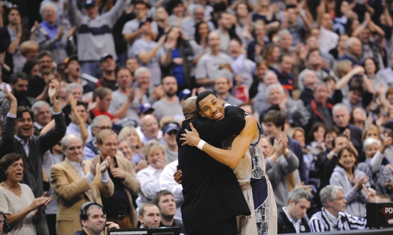 Nick Wass/AP
Otto Porter Jr. played perhaps his final home game for Georgetown on Saturday, finishing with 10 points, eight rebounds, seven assists and a hug from coach John Thompson III.