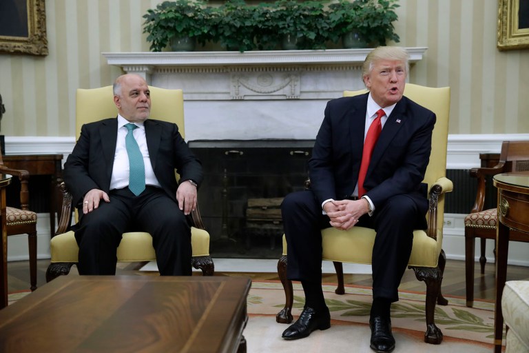 Iraqi Prime Minister Haider al-Abadi was rankled by President Trump's comments that the U.S. should have taken Iraq's oil after throwing out Saddam Hussein. (AP Photo/Evan Vucci)