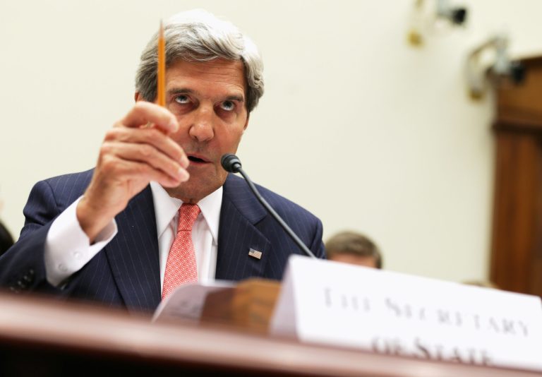 U.S. Secretary of State John Kerry testifies during a hearing on 