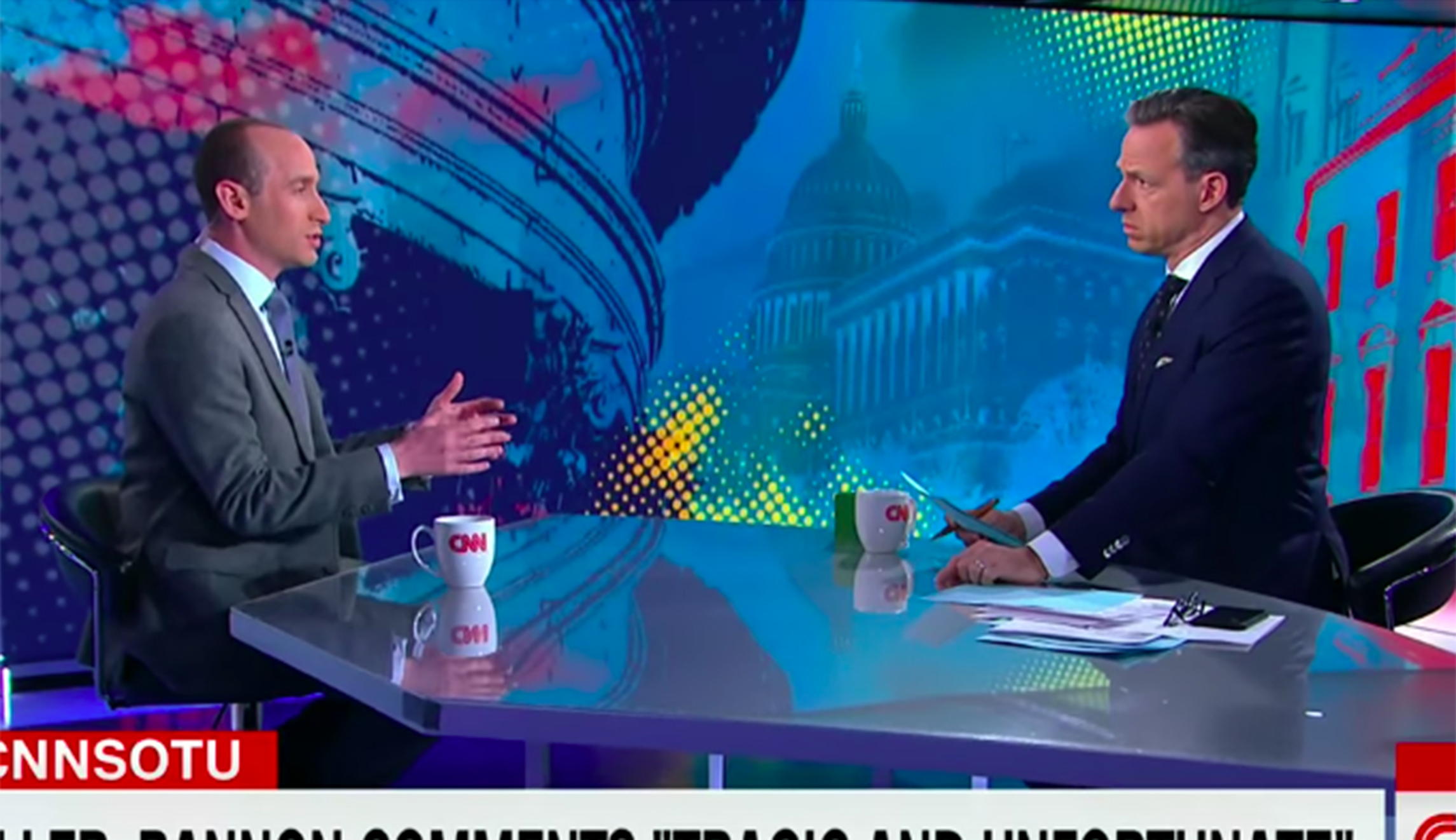 Transcript reveals contentious off-air exchange between Stephen Miller, Jake Tapper