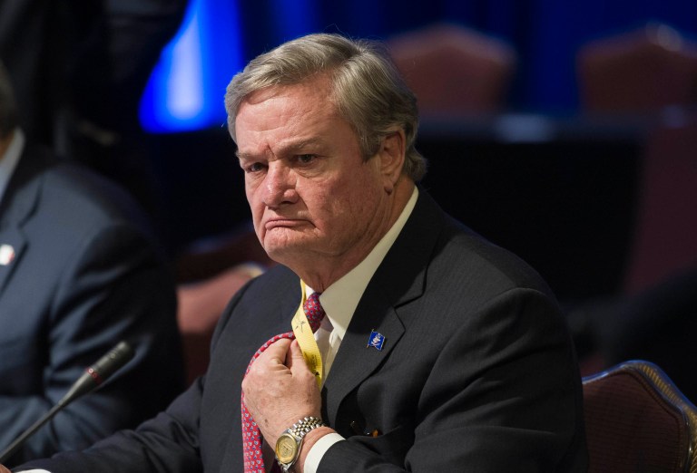 North Dakota Gov. Jack Dalrymple ordered protesters Monday to evacuate their encampments where they have been waging a protracted campaign to oppose the Dakota Access oil pipeline. (AP Photo/Cliff Owen)