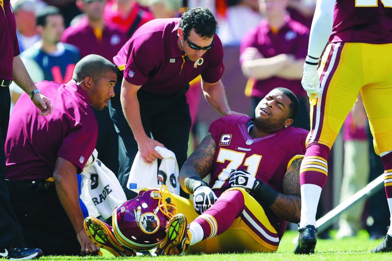 Evan Vucci/AP
Left tackle Trent Williams is day-to-day with a bone bruise in his right knee.