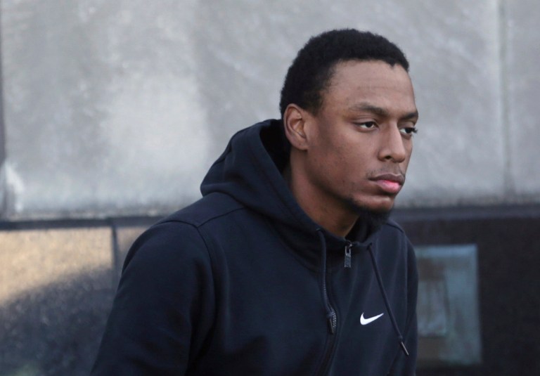 Lionel Nelson Williams, 26, is led away in shackles after an appearance at U.S. District Court in Norfolk, Va. Thursday, Dec. 22, 2016. (Vicki Cronis-Nohe/The Virginian-Pilot via AP)