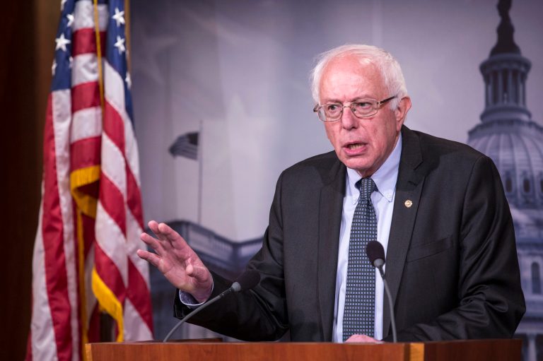 Democratic presidential candidate Sen. Bernie Sanders, I-Vt., speaks during a news conference on Capitol Hill in Washington,Wednesday, May 6, 2015. (AP Photo/Brett Carlsen)