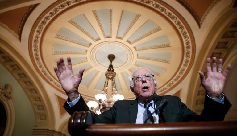 Sen. Bernie Sanders, I-Vt., hinted that he and Democrats wouldn't agree to Republican demands in the latest spending showdown, which could lead to a partial government shutdown. But he said it's up to Republicans to find a deal Democrats can support. (AP Photo/Alex Brandon)