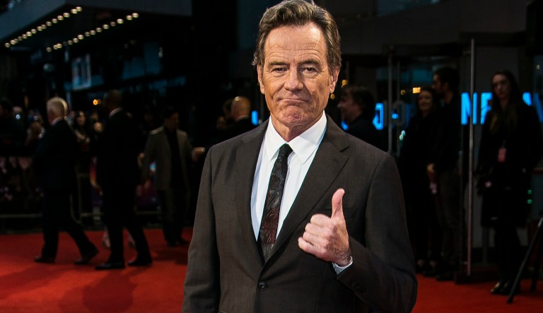 Actor Bryan Cranston thanked Trump for putting a stop to commercial airline crashes last year, then asked him to prevent wildfires and hurricanes this year. (Photo by Joel Ryan/Invision/AP)