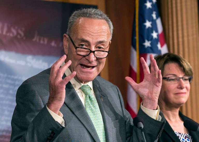 Schumer accused Republicans of holding the government hostage. (AP Photo/J. Scott Applewhite)