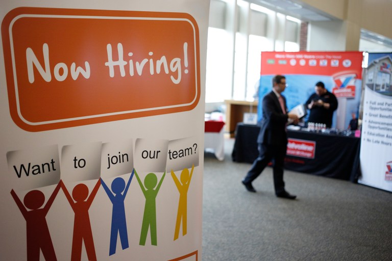 There were 5.788 million advertised job vacancies in the month, the Bureau of Labor Statistics reported Wednesday, up from 5.67 million the month before and the same peak that was reached in July of last year. (Luke Sharrett/Bloomberg, File)