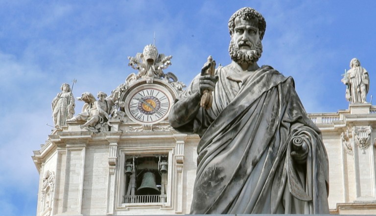 Statues of saints, like this statue of St. Peter at the Vatican, are part of a heritage of artwork meant to remind Catholics of venerable examples of holy lives. This culture should not be erased in the name of diversity at Catholic institutions with people of many faiths. (AP Photo/Gregorio Borgia)