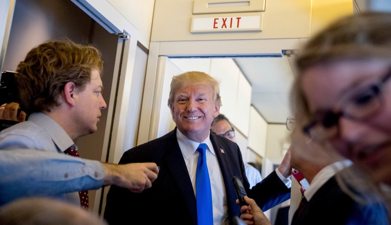 During his trip abroad, President Trump told reporters aboard Air Force One that he doesn't watch 