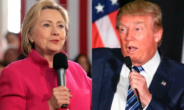 Clinton leads Trump by two percentage points nationwide, 42-40, which is within the poll's two-percentage point margin of error. (AP Photos)