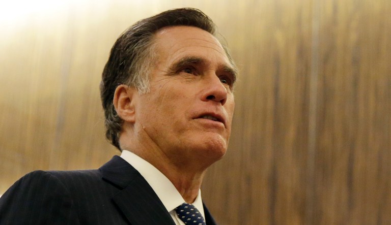 Mitt Romney, a former governor of Massachusetts and 2012 Republican presidential candidate, had planned to announce his bid for one of Utah's Senate seats in a low-key announcement on social media followed by a public appearance later in the day Thursday. (John Angelillo/Pool via Bloomberg)