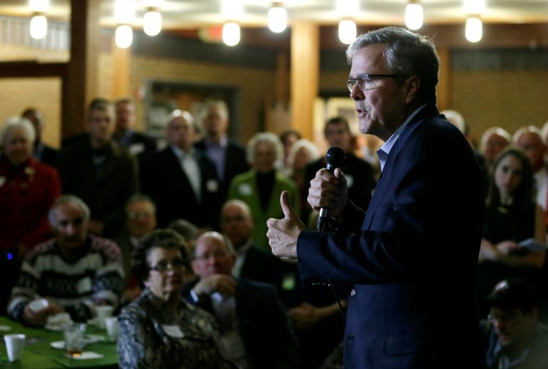 Former Florida Gov. Jeb Bush speaks during a reception for U.S. Rep. David Young, R-Iowa, Friday, March 6, 2015, in Urbandale, Iowa. (AP Photo/Charlie Neibergall)